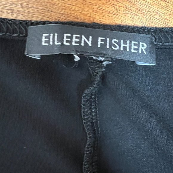 Eileen Fisher T-Shirt Dress Large Black Jersey Knit Relaxed Oversized Fit Pocket - Picture 7 of 8